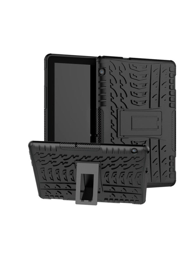 For Huawei MediapadT5 10-inch Tablet Drop-resistant Protective Case Creative Bracket Protective Case Armor-Color:White-Applicable Model:T5 10