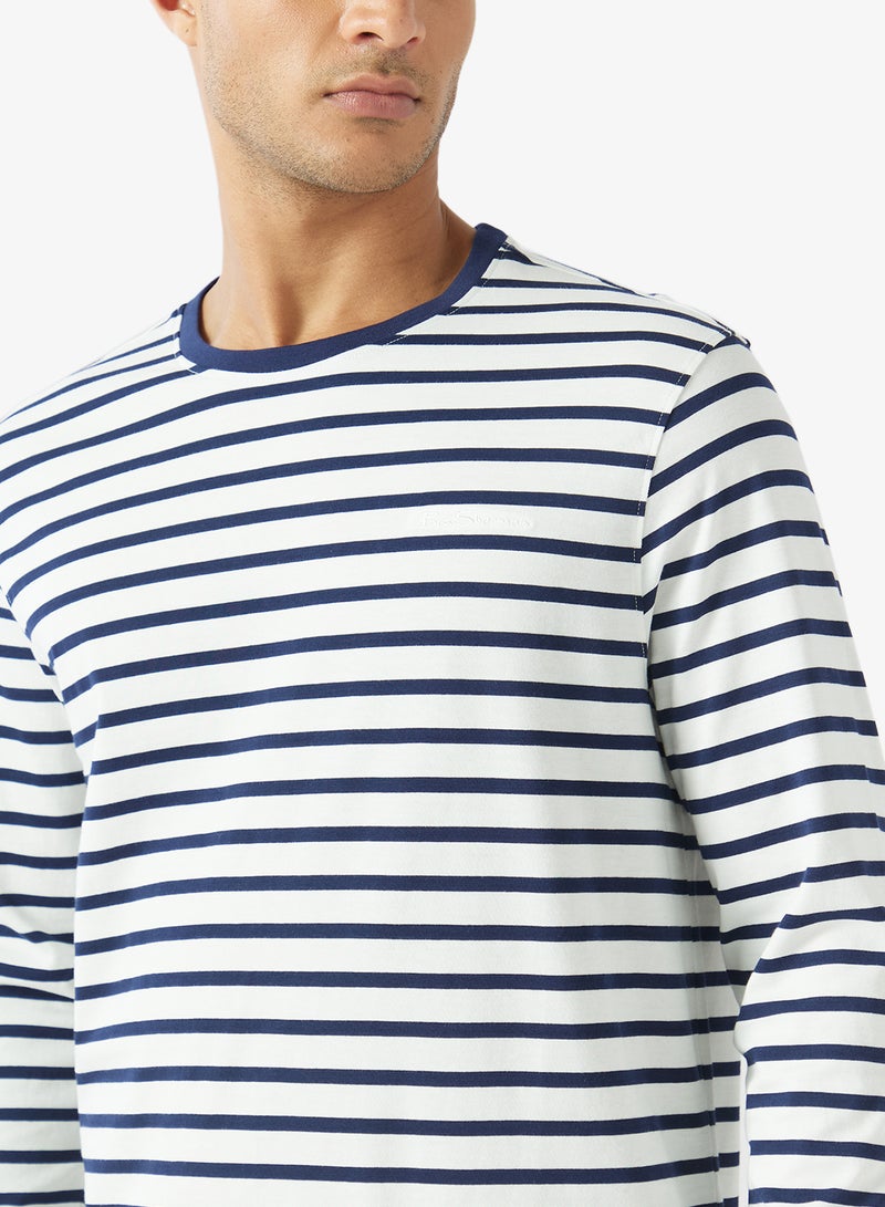 Ben Sherman Striped Crew Neck Long Sleeve Shirt - Image 3