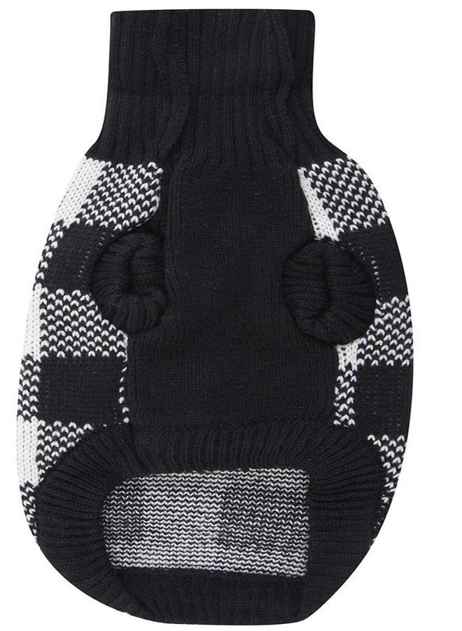 AL A&L White Black Plaid Knitted Turtleneck Pet Sweater Dog Winter Clothes for Medium Dogs,Large (L) 16" Back Length - Image 3