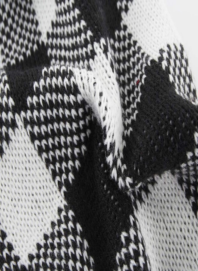 AL A&L White Black Plaid Knitted Turtleneck Pet Sweater Dog Winter Clothes for Medium Dogs,Large (L) 16" Back Length - Image 5
