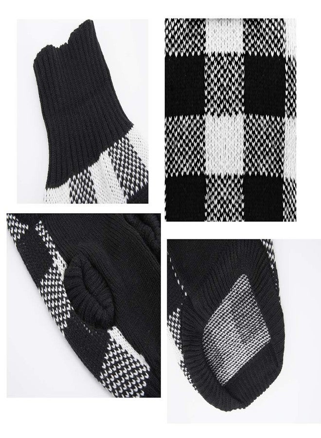 AL A&L White Black Plaid Knitted Turtleneck Pet Sweater Dog Winter Clothes for Medium Dogs,Large (L) 16" Back Length - Image 4