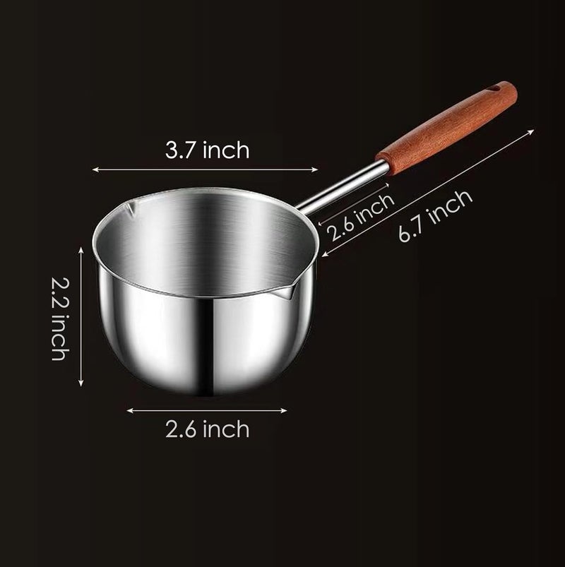 كاست ويف قدر صغير مع فوهة صب، وعاء طبخ صغير، وعاء ذوبان الشوكولاتة، قدر صغير من الفولاذ المقاوم للصدأ مع فوهة صب، وعاء تسخين الزبدة/القهوة/الحليب الصغير، قدر صغير غير لاصق، 300 مل - Image 2