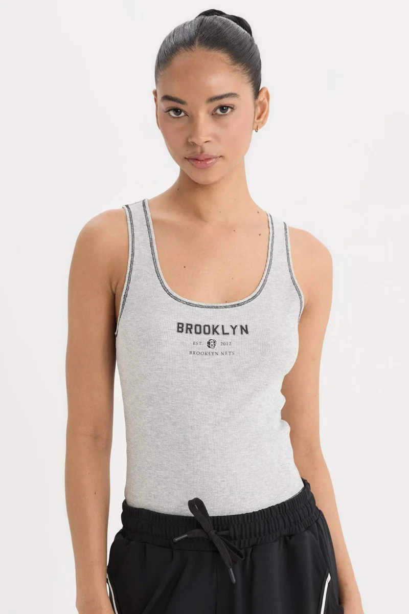 ديفاكتو DeFactoFit NBA Brooklyn Nets Standard Fit Ribbed Sports Tank Top
