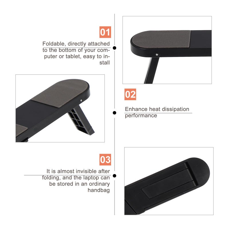 Foldable Laptop Stand Black Plastic Riser Non Skid Elevated Holder for Desk Office Travel - Image 4