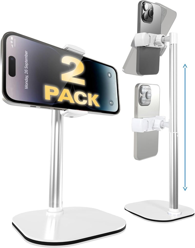 Cooper ChatStand, [Gift Family Pack], Adjustable Cell Phone Stand for Desk, Phone Stand for Recording, iPhone Holder, Small Tripod for iPhone, Fits Samsung, Android Smartphones, (Frost White, 2-Pack) - Image 1
