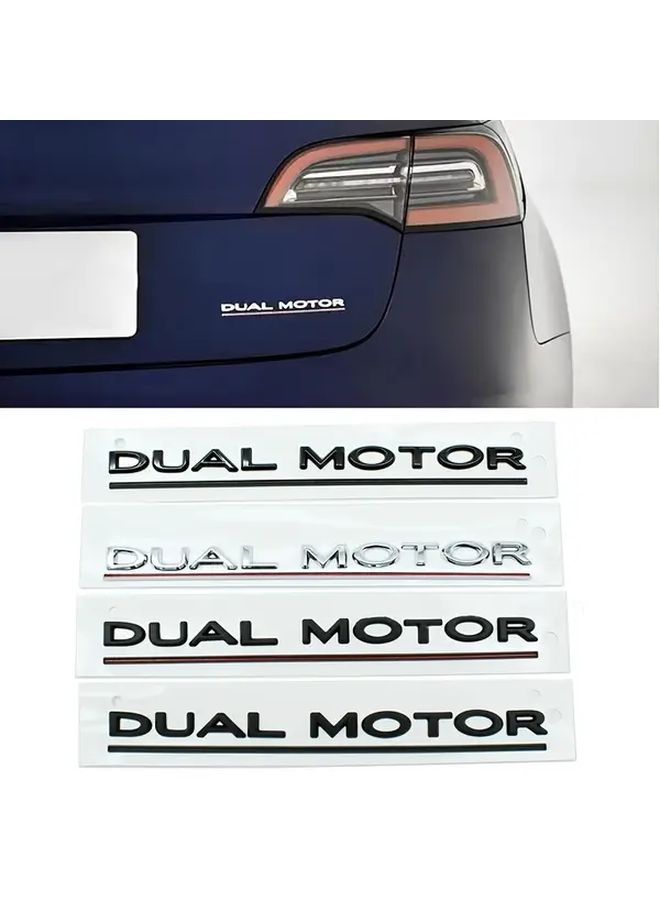 Black ABS Dual Motor Emblem Sticker For Car Trunk Side Panel Badge - Image 1
