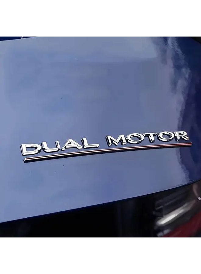 Black ABS Dual Motor Emblem Sticker For Car Trunk Side Panel Badge - Image 3