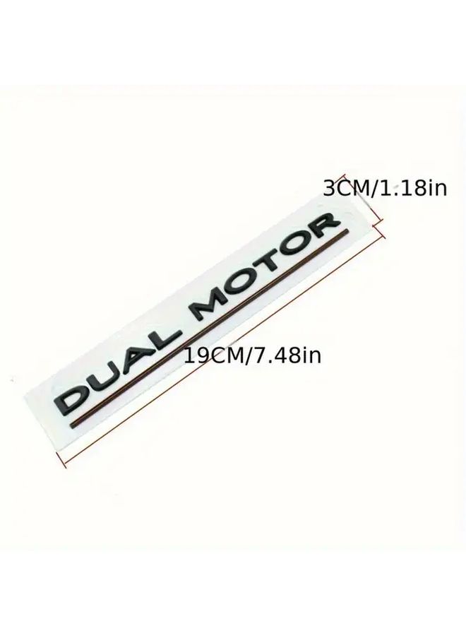 Black ABS Dual Motor Emblem Sticker For Car Trunk Side Panel Badge - Image 2