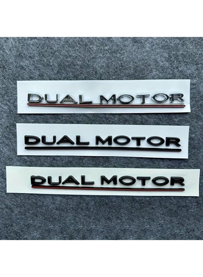 Black ABS Dual Motor Emblem Sticker For Car Trunk Side Panel Badge - Image 4