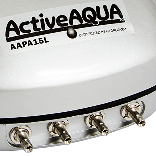 Hydrofarm AAPA15L Active Aqua, 4 Outlets, 6W, 15 L/min Air Pump, Silver,Grey - Image 2