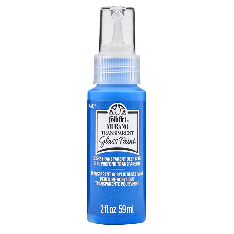FolkArt Murano Transparent Acrylic Glass Paint Deep Blue Perfect for Indoor and Outdoor Arts and Crafts Projects 2 fl oz 36532