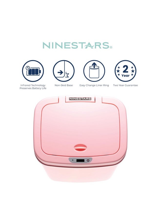 Ninestars Ninestars DZT-12-5PK Bedroom or Bathroom Automatic Touchless Infrared Motion Sensor Trash Can, ABS Plastic (Rectangular, Pink) Trashcan, 3 Gal 1 Count (Pack of 1)  - Image 5