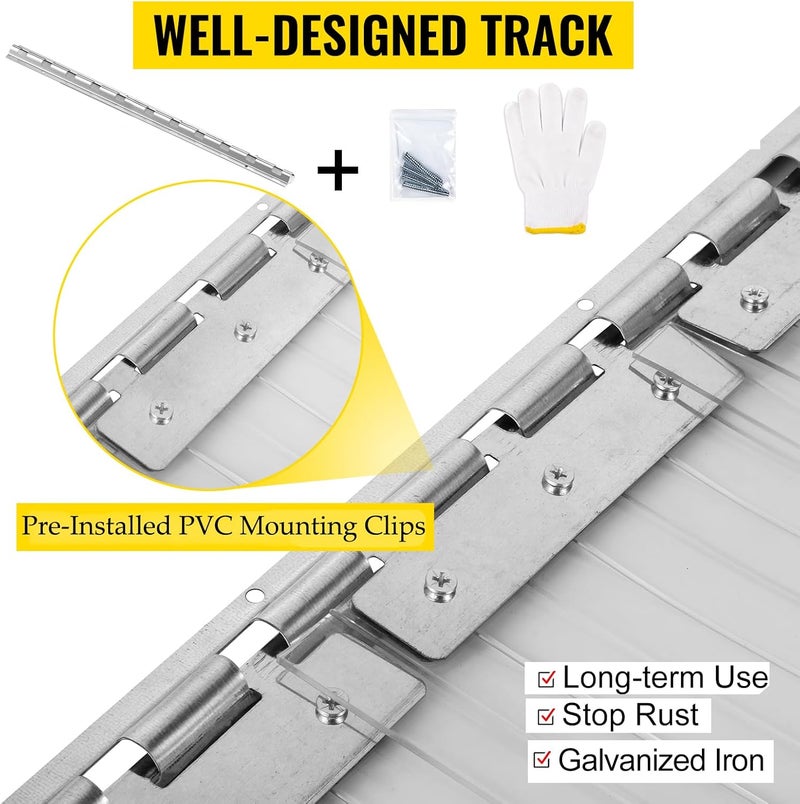 Acepunch Set PVC Curtain Plastic Strip Thermal Door Cover Clear Screen Commercial Freezers Warehouse Vinyl Waterproof Insulation Room Transparent 24 x 84 in (2 x 7 ft.) AP1173 - Image 4