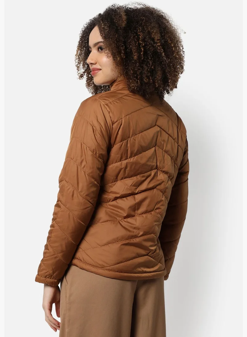 Campus Sutra Women's Puffer Regular Fit Bomber Jacket For Winter Wear