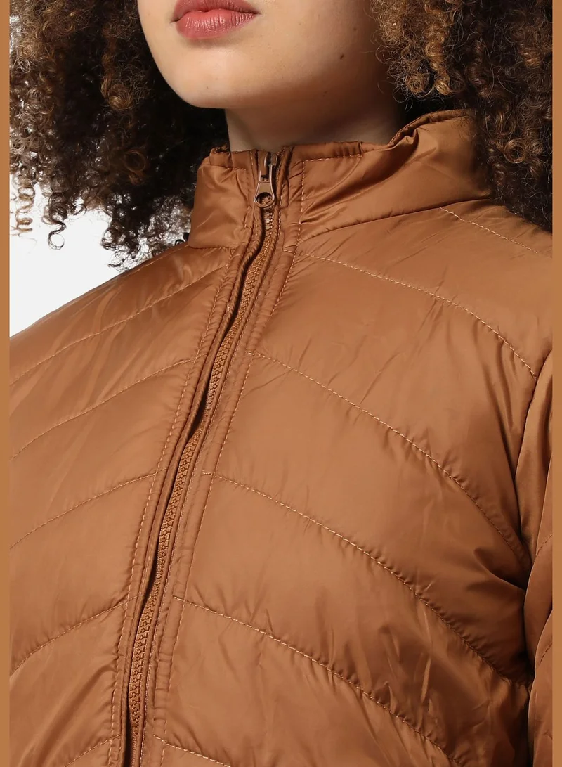 Campus Sutra Women's Puffer Regular Fit Bomber Jacket For Winter Wear