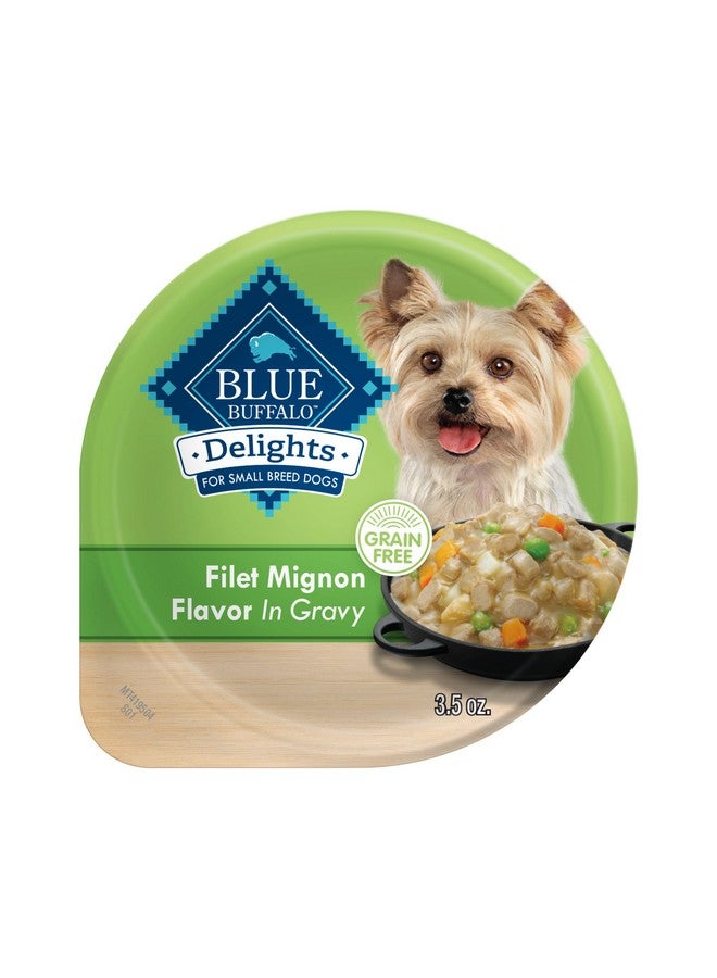 Blue Buffalo Delights Small Breed Natural Wet Dog Food, Filet Mignon Flavor in Gravy, 3.5-oz Cups, 12 Count - Image 1