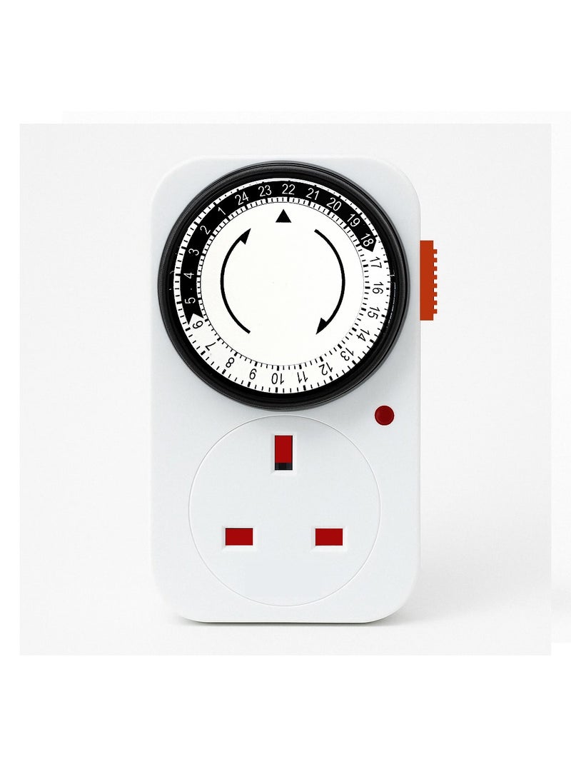 فيتو مقبس فيتو ميكانيكي يعمل لمدة 24 ساعة، قابس المملكة المتحدة، مقبس حائط مع مفتاح مؤقت، أبيض - Image 1
