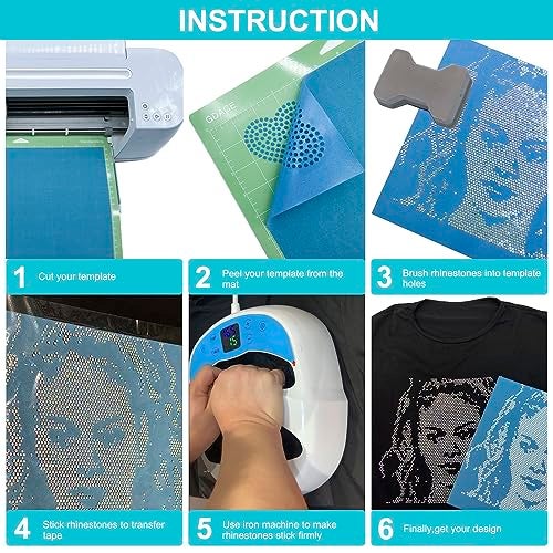 GDACE Rhinestone Template Material Sticky Adhesive Stencil Magic Sticky 10sheet 30x20cm (2Sheet Flock 5Sheet Tape) - Image 3