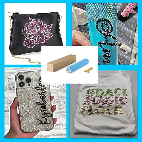GDACE Rhinestone Template Material Sticky Adhesive Stencil Magic Sticky 10sheet 30x20cm (2Sheet Flock 5Sheet Tape) - Image 4