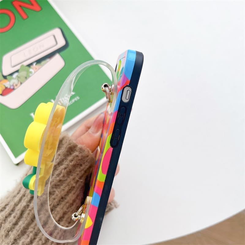 Parlberd for iPhone 16 Pro Max Case with Lanyard 69  Cute Kawaii Flower Design Crossbody Phone Case  Wrist Strap Unique Cute Kawaii Colorful Painting Flowers Design for Girls and Women - Image 5