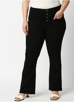 HIGH STAR Women Plus Size Black Bootcut High-Rise Stretchable Jeans 