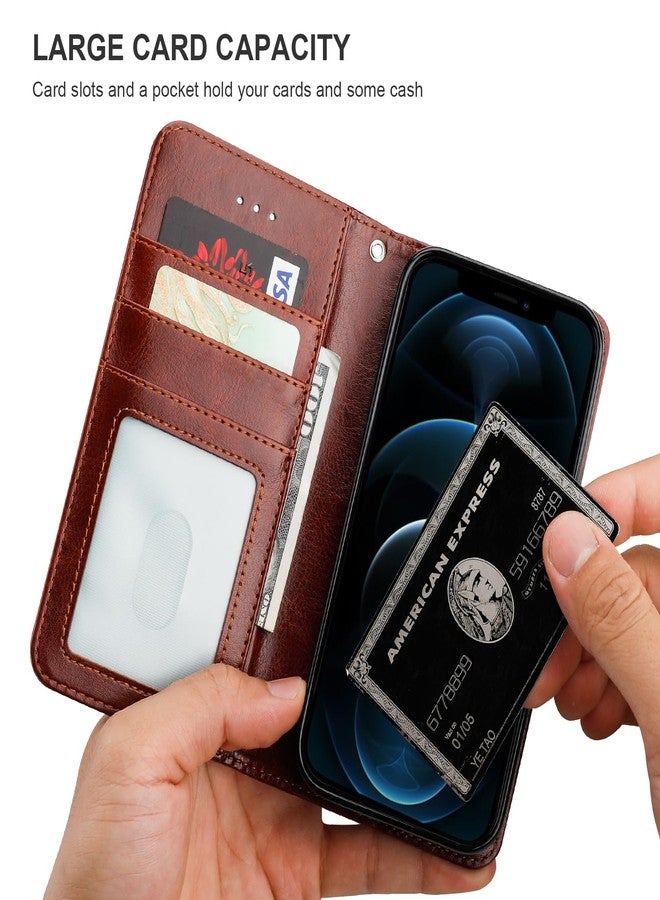 Bocasal for iPhone 12/12 Pro Wallet Case Compatible with MagSafe Wireless Charging, RFID Blocking Magnetic Leather Case with Card Slots Holder Kickstand Detachable Wrist Strap 6.1 Inch (Brown) - Image 5