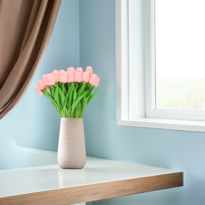 🏠 باقة زهور صناعية مع 24 زهرة وردي للزينة المنزلية والاحتفالات - Image 4