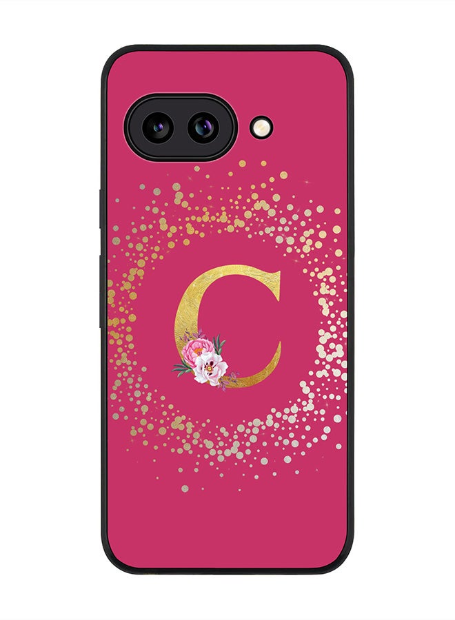 Stylizedd For Google Pixel 9a Case,Slim fit Camera Protection, Shockproof Thin Phone cover  - Custom Monogram Floral - C ( Deep Pink )