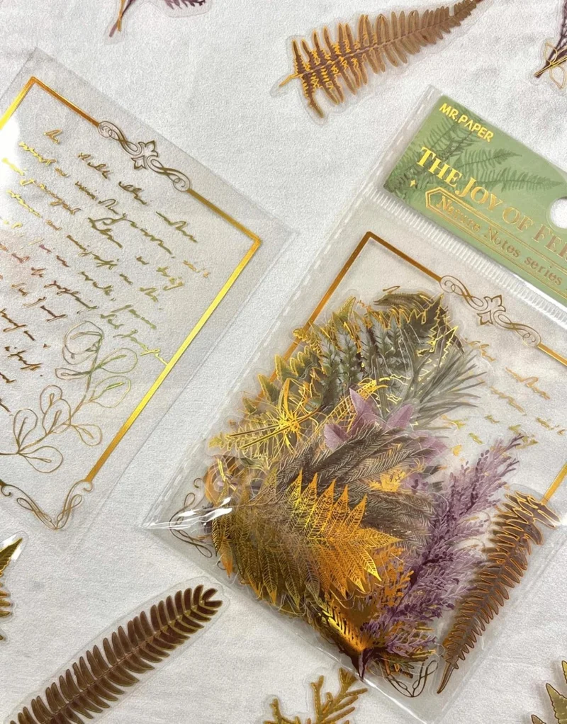 Kağıt Gemi Dükkan Paper Ship Dükkan Nature Notes Series The Joy Of Fern Plants 40 Pieces Gold Gilded Transparent Pet Sticker/bullet Journal