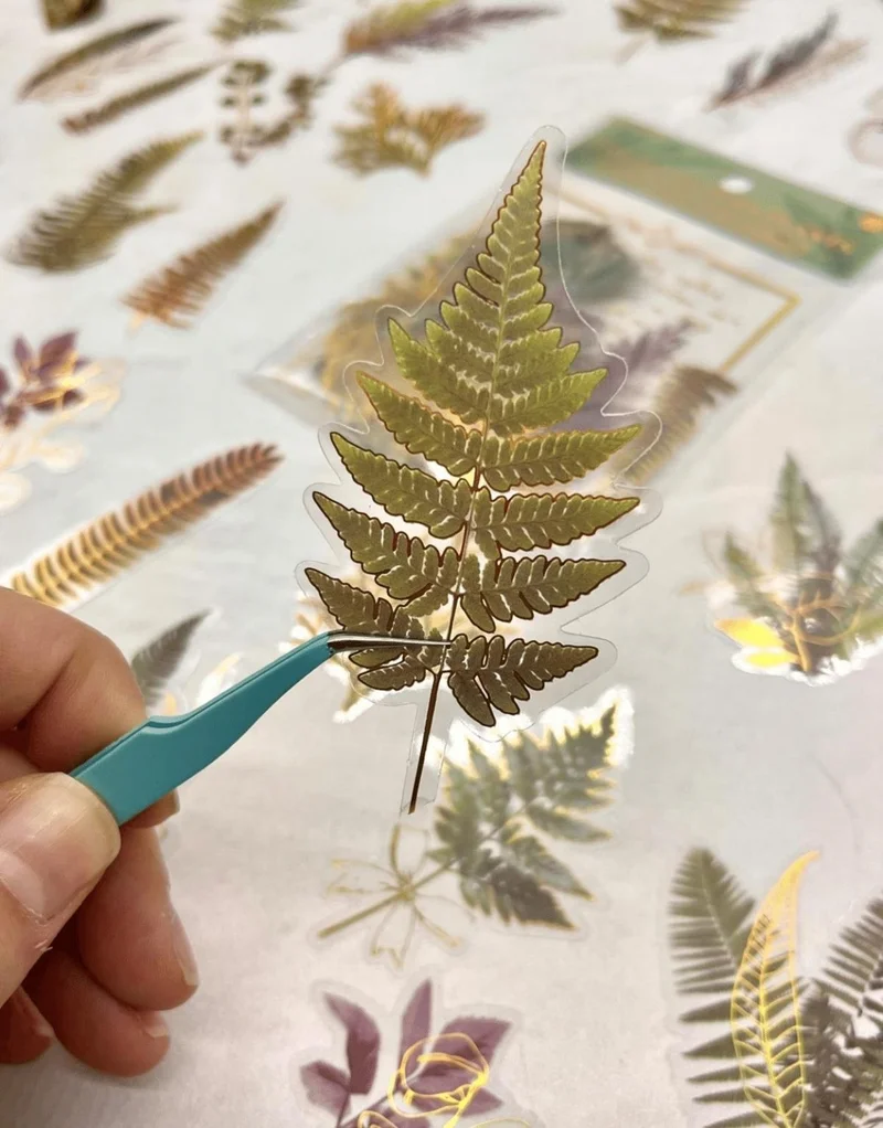 Kağıt Gemi Dükkan Paper Ship Dükkan Nature Notes Series The Joy Of Fern Plants 40 Pieces Gold Gilded Transparent Pet Sticker/bullet Journal