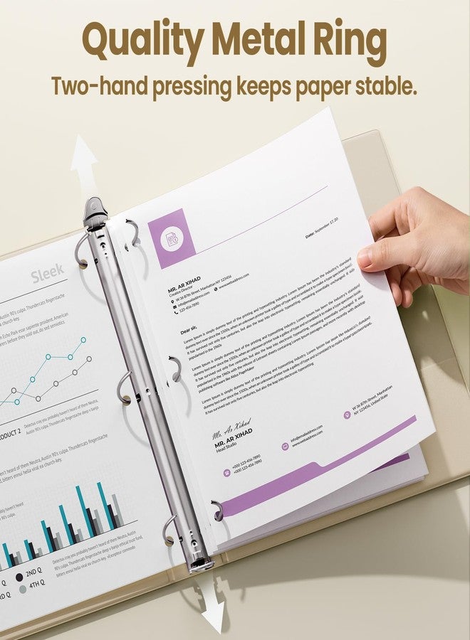 SUNEE 3 Ring Binder 1.5 Inch 4 Pack, Clear 1 1/2 Inch View Binder Three Ring PVC-Free (Fit 8.5x11 Inches) for School Binder or Office Binder Supplies, Neutral Aesthetic Binder - Image 2