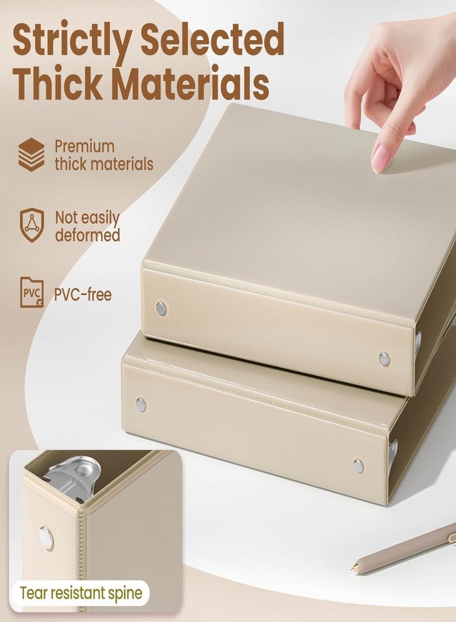 SUNEE 3 Ring Binder 1.5 Inch 4 Pack, Clear 1 1/2 Inch View Binder Three Ring PVC-Free (Fit 8.5x11 Inches) for School Binder or Office Binder Supplies, Neutral Aesthetic Binder - Image 4