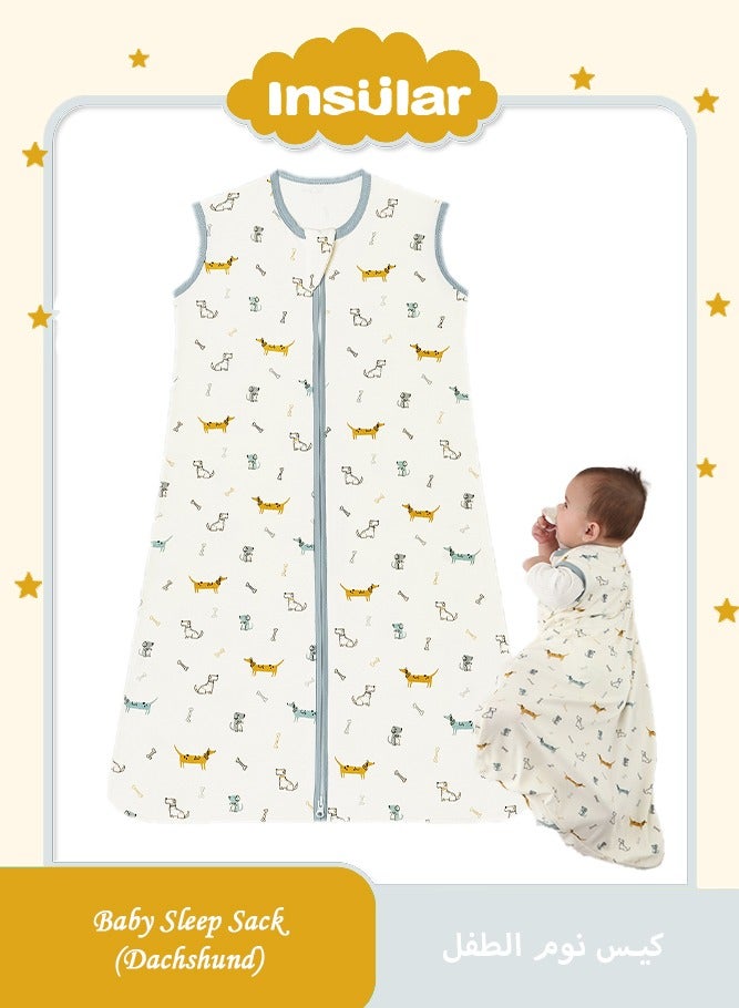 انسولار كيس نوم للأطفال مصنوع من القطن بنسبة 100%، كيس نوم للأطفال بدون أكمام للجنسين، كيس نوم صيفي - Image 1