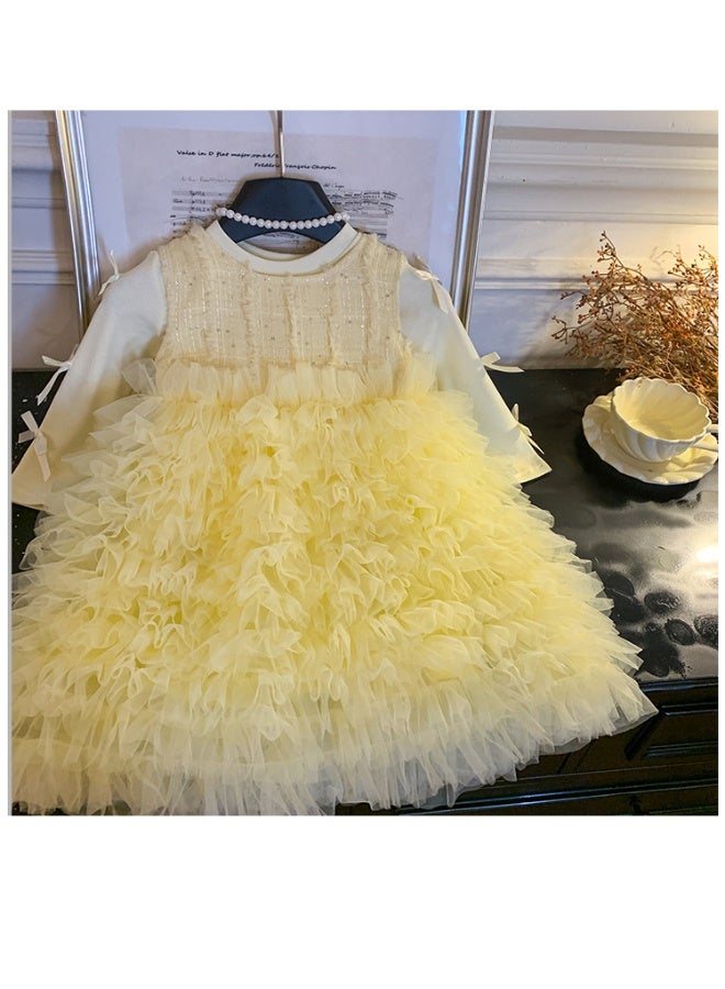 Baby Girls Fall Fashion Sets, White Top + Vest Mesh Cake Dress Princess Sweet Suits - Image 4