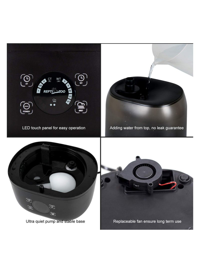 REPTIZOO REPTI ZOO 4L Reptile Fogger Mister Tank, Terrariums Digital Tank Timing Humidifier Smart Touch Screen Adjustable Fogger for Reptiles Amphibians Herps  - Image 4