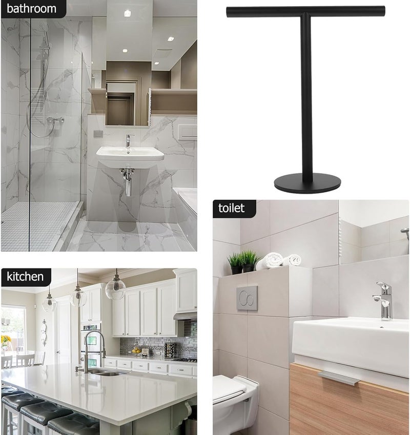 ARTIBETTER Standing Towel Rack 304 Stainless Steel Towel Storage Holder Black Round Base for Bathroom and Kitchen - Image 4