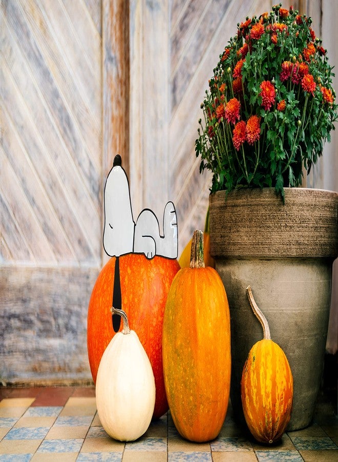 ProductWorks Peanuts 8" Snoopy Laying Down Pumpkin Press-in Icon Garden Stake - Image 2