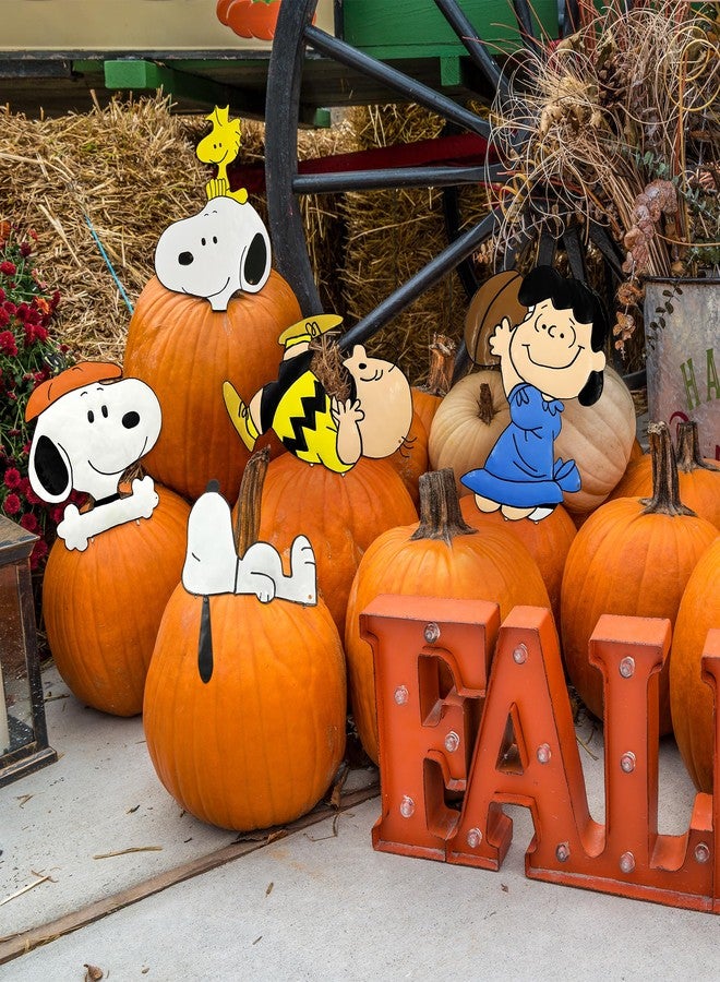 ProductWorks Peanuts 8" Snoopy Laying Down Pumpkin Press-in Icon Garden Stake - Image 3