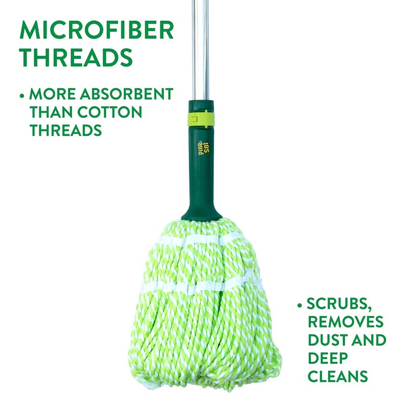 Pine Sol Pine-Sol Microfiber Mop Self Wringing â€“ Easy Squeeze Twist Design for Wet Mopping | Household Cleaning Tool for Tile, Linoleum, Laminate Floors | Extendable Metal Handle - Image 4