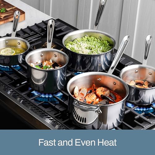 All-Clad D3 Stainless Steel 3 Quart Sauce Pan With Lid- Made in the USA- The Original Bonded Professional Cookware- Oven Safe & Induction Compatible - Image 4