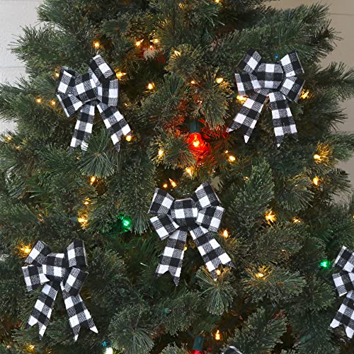 Iconikal Black Gingham Decorative Bows, 5 x 7 inches (White Buffalo Plaid) 12-Pack - Image 2