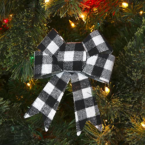 Iconikal Black Gingham Decorative Bows, 5 x 7 inches (White Buffalo Plaid) 12-Pack - Image 5