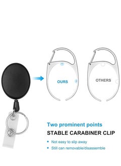 Showday 2 Pack ID Badge Holder With Clip – Badge Reels Retractable Heavy Duty – Clear Id Card Vertical Lanyard Holder with Carabiner Badge Reel – with 24 inches Pull Cord  - Image 5