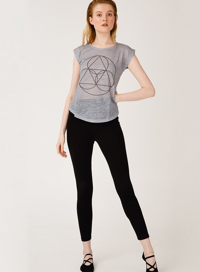 BiggYoga Yoga T-shirt for Women, Namaste Grey Top, Cotton Polyester Material, Made for Yoga, Short Sleeve - Image 1