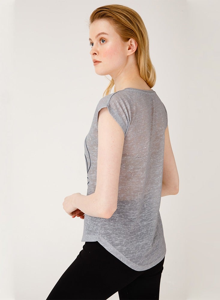BiggYoga Yoga T-shirt for Women, Namaste Grey Top, Cotton Polyester Material, Made for Yoga, Short Sleeve - Image 2