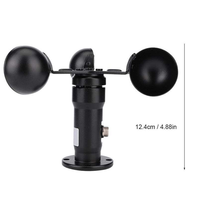 مستشعر سرعة الرياح من سبائك الألومنيوم مقياس شدة الرياح 0-30 م/ث أسود 12.4 سم ABS 360 درجة كابل خارجي - Image 4