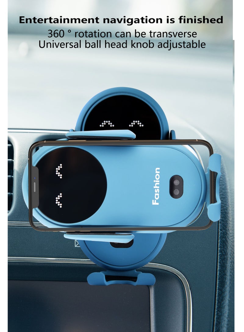 GULFLINK S11 Smart Infrared Automatic Induction Mobile Phone Holder Car Mobile Phone Charging Case Wireless Charger Car Holder- Blue  - Image 2