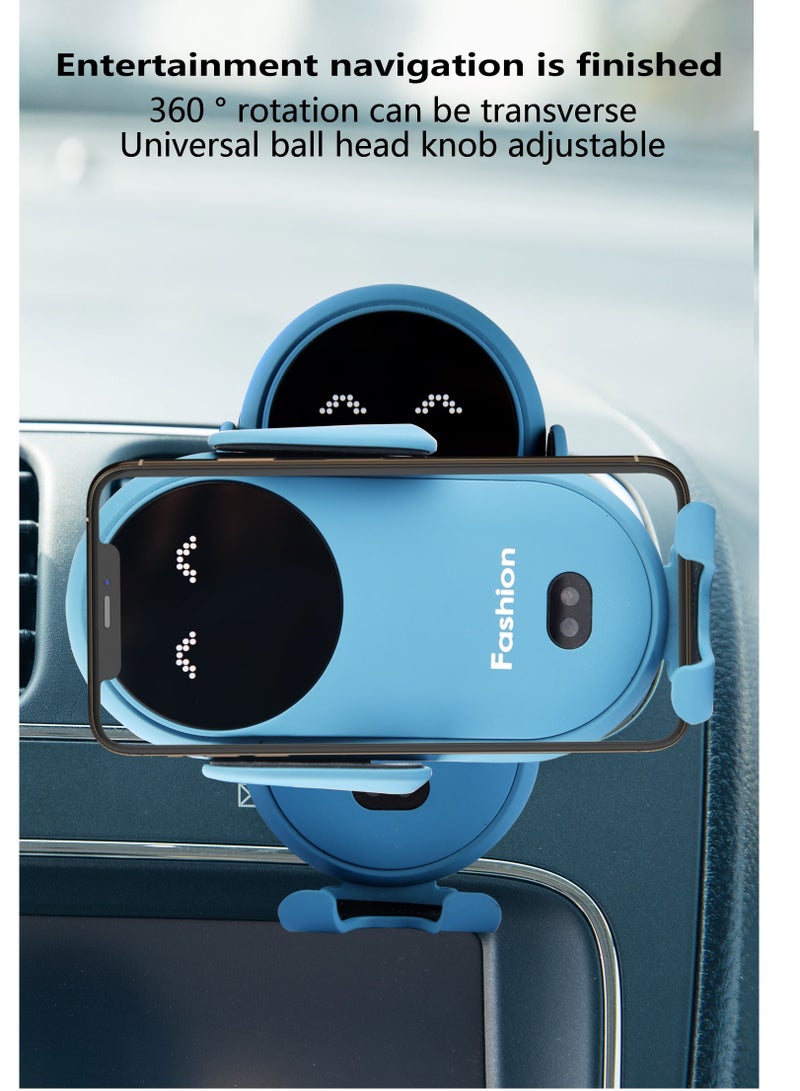 GULFLINK S11 Smart Infrared Automatic Induction Mobile Phone Holder Car Mobile Phone Charging Case Wireless Charger Car Holder- Blue  - Image 4