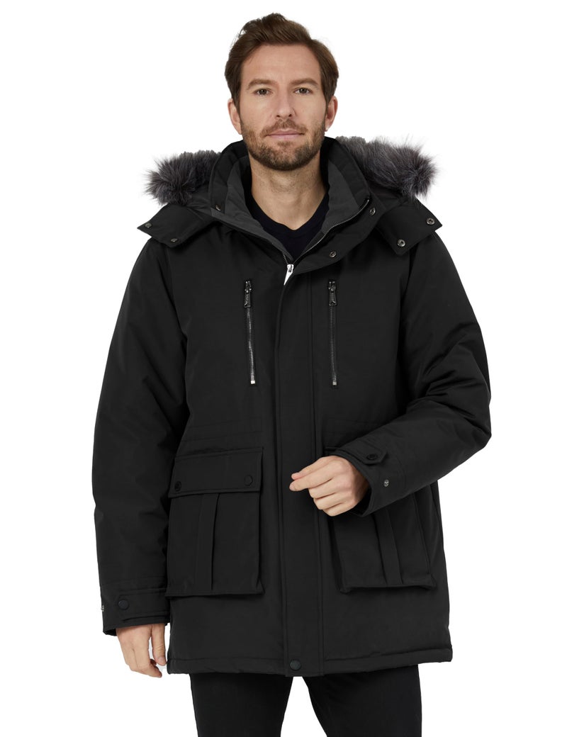 wantdo Men's Long Puffer Coat with Hood Waterproof Winter Parka Outdoor Black M - Image 3
