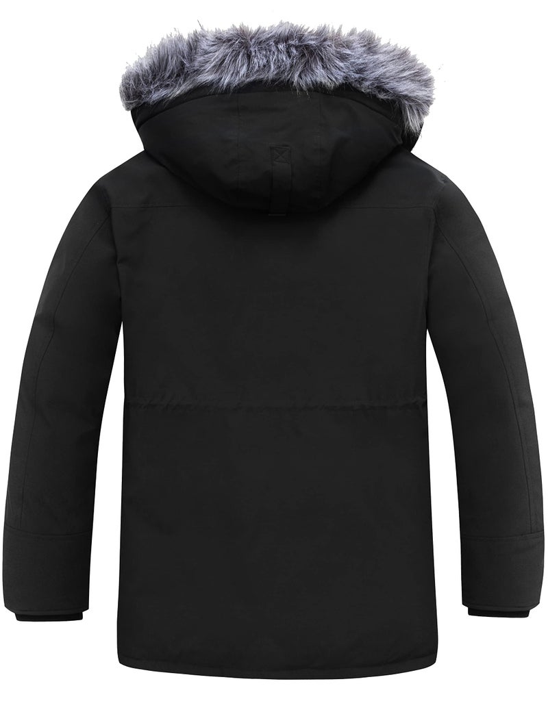 wantdo Men's Long Puffer Coat with Hood Waterproof Winter Parka Outdoor Black M - Image 2